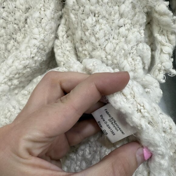 Elan Sweater Womens Large Chunky Knit Boucle Open Front Fringe Cardigan Cozy - Picture 4 of 9